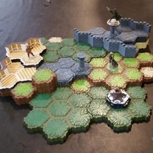 verrouillage hex de terrain plancher bois jeu heroscape tuile hexagone dessus table jeux table, 3d print model - Mito3D