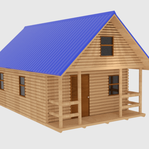 log cabin game camp woodland pine tree wood architecture architect indoor outdoor jungle forest building home house 3D print model - Mito3D