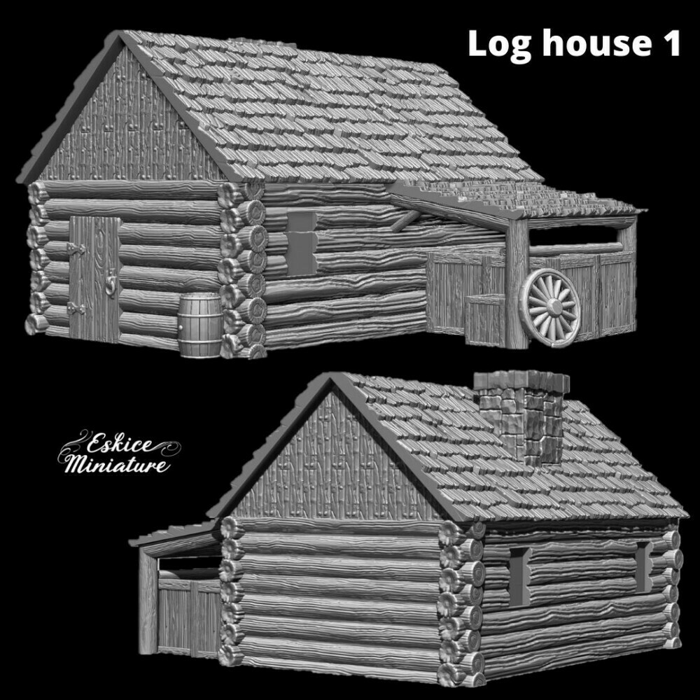log house - epic history battle american civil war -15mm scale wargame figurine eskice miniature 3D print model - Mito3D