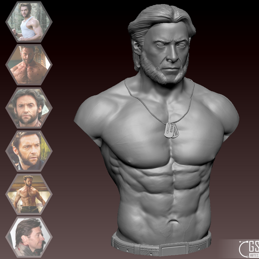 logan - wolverine hugh jackman movie marvel bust busto 3D print model - Mito3D
