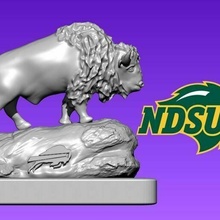 logo kuzeyinde dakota bizon Futbol Odun cnc 3d Yazdır model durum 3d print model - Mito3D
