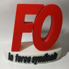 logo du syndicat fo de la force ouvrire syndicale art xtremepower travail factory girl 3d print model - Mito3D