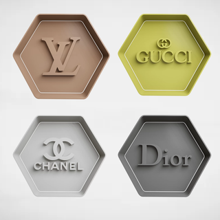 logos x4 Home cookie cutter cutters stl molds dior chanel lv louis vuitton gucci 3d print model - Mito3D