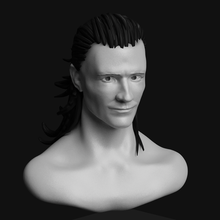 Loki Hiddleston acteur célébrité super célèbre buste réaliste héros merveille méchant ennemi 3d print model - Mito3D