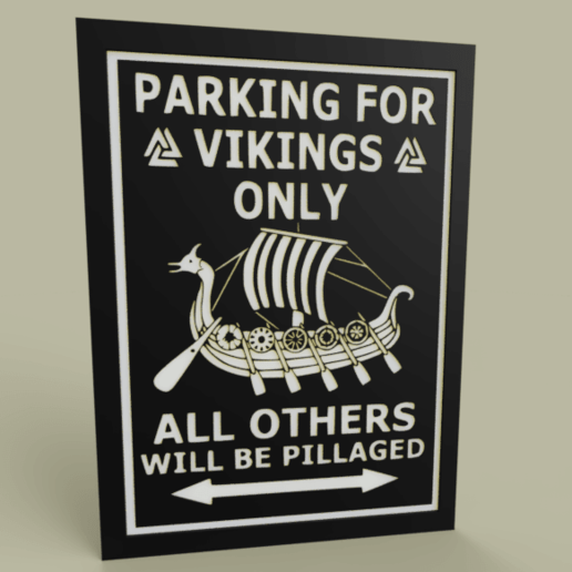lol - vikings parking vickings only art 2dart 2d wall drakar fun funny painting viking 3D print model - Mito3D