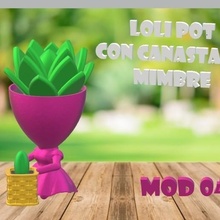 loli maceta mimbre cesta deco robert planta original formato niña mujer cactus 3d print model - Mito3D