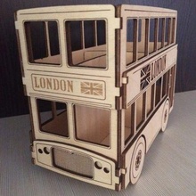london bus 3d puzzle cdr dxf svg file laser cutting mdf 3d print model - Mito3D