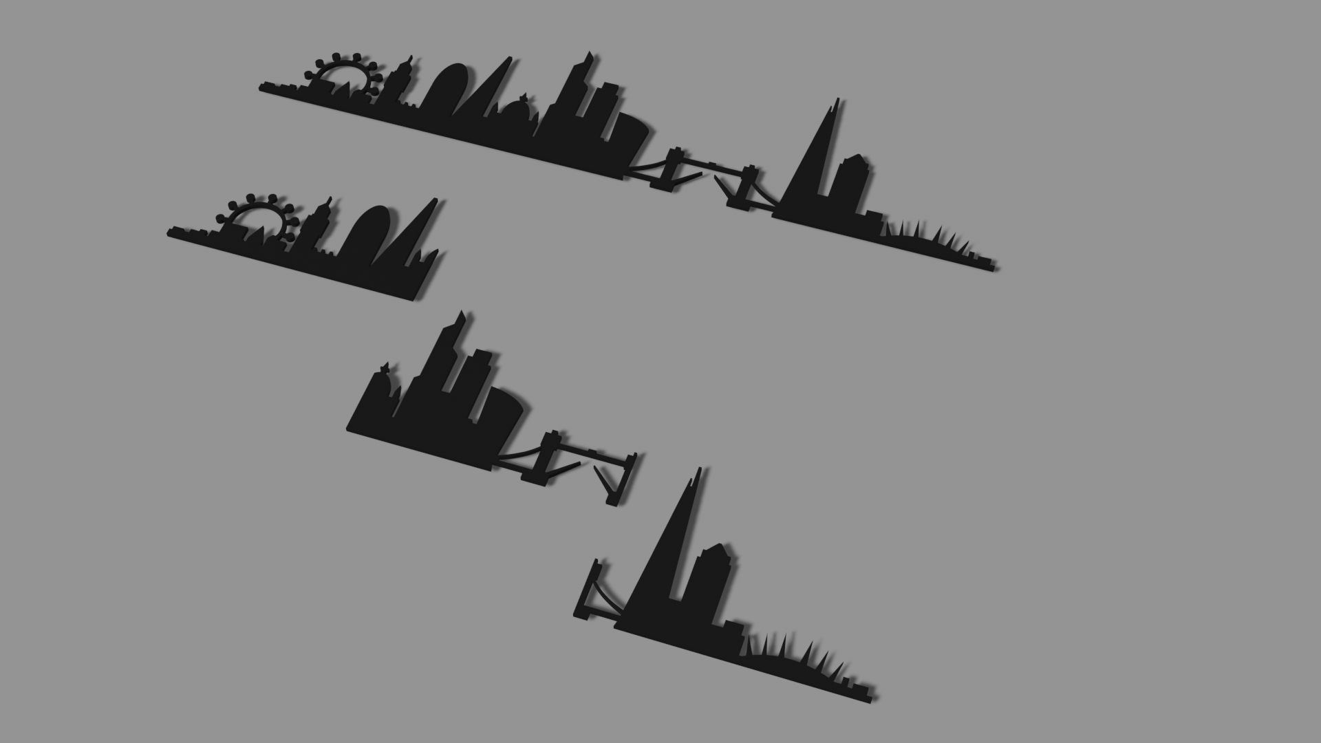 london skyline short silhouette 3D print model - Mito3D