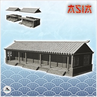long asian building awning platform stairs 19 - medieval asia feudal traditionnal ninja oriental wargaming architecture tabletop miniatures scenery wargame game terrain house accessories katanas japan korean zen clash china japon far east chinese 3d print model - Mito3D