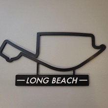 long beach track map nameplate wall art 3d print model - Mito3D