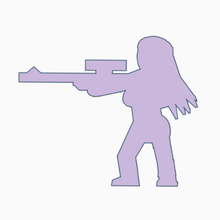 long hair femme sniper rifle meeple game gun woman guns tokens playing token low poly lady 3d print model - Mito3D