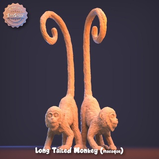 long tailed macaque monkey key-holder ape animal sculpture decoration spider lamp toy cute figurine 3d print model - Mito3D