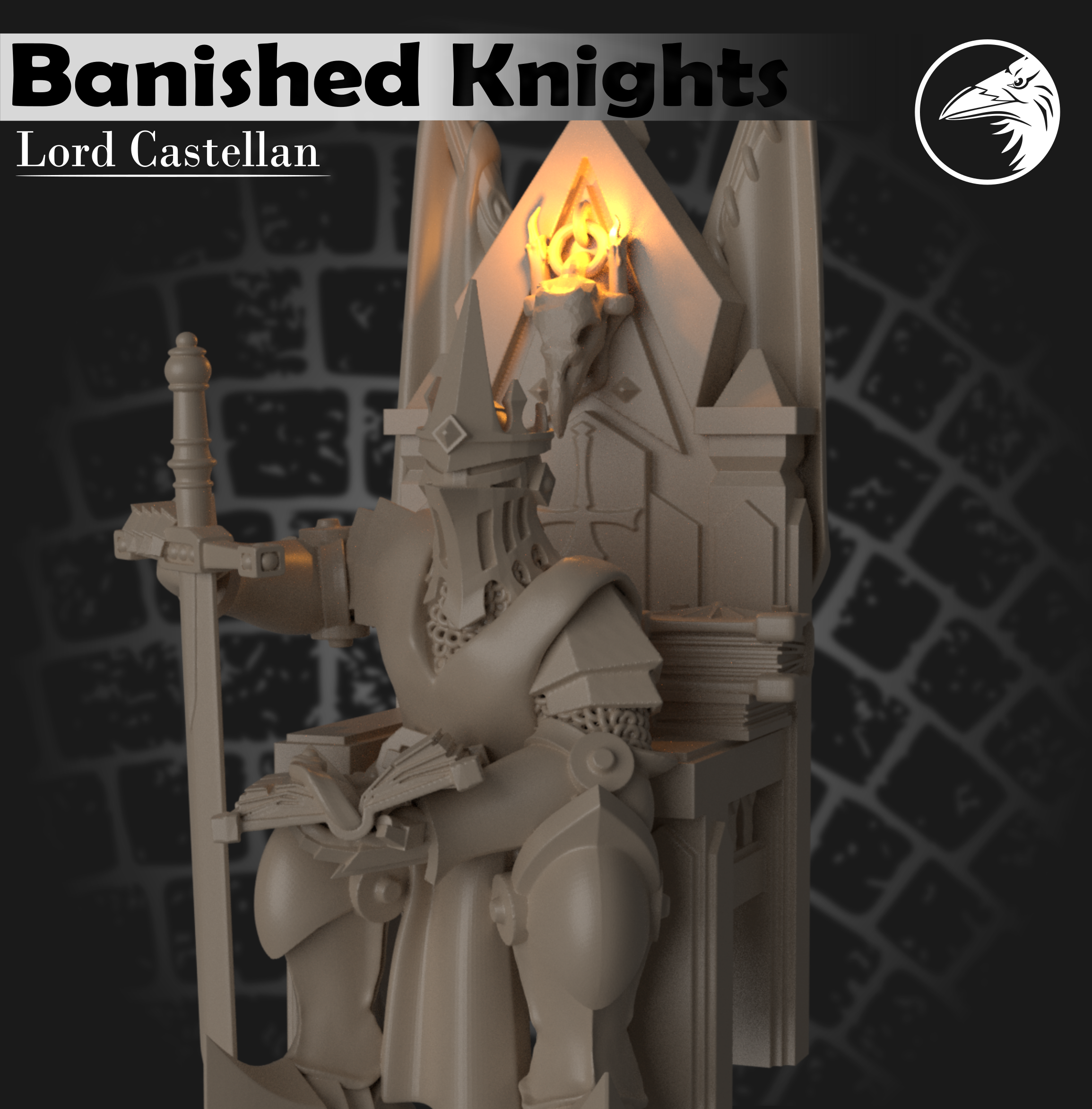 signore castellano corvux bandito cavalieri cavaliere re mini miniatura scolpire wh fantasia trono umano spada dnd rpg 3D print model - Mito3D