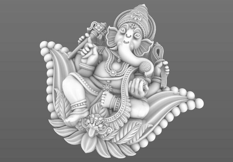 Seigneur Ganesha pendentif 3d emblème sagesse fortune dissolvant l'éléphant lotus hindou mythologie Divin floral tradition protection sacré symboles spirituel bénédiction bijoux or pendentifs 3d print model - Mito3D