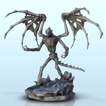 Kral iskelet kanatlar karanlık kaos Ortaçağa ait yaş Sigmar fantezi Warhammer oyun necro zombi modern rakamlar canavar küçük resimler heykelcik iblis şeytan arazi 3d print model - Mito3D