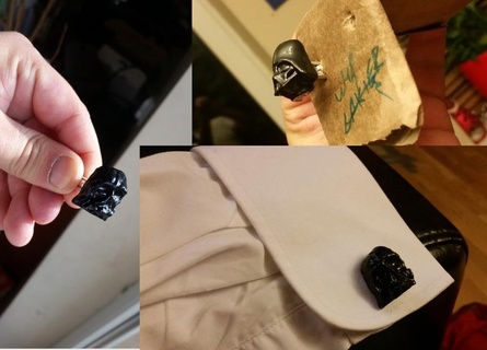 Seigneur vader fondu boutons manchette bouton dark cadeau sith étoile guerres bijoux 3d print model - Mito3D