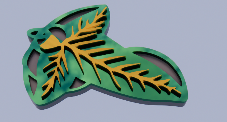 lorien leaf keychain lord rings lotr fellowship ring art easy print community sheet 3D print model - Mito3D