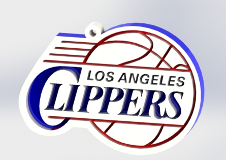 los angeles clippers keychain design losangelesclippers key ring clip 3dprinted nba basketball 3d print model - Mito3D