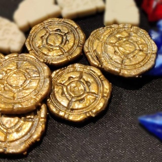 lost ruins arnak coin high detail boardgame upgrade token set game board detailed money gold 3d print model - Mito3D
