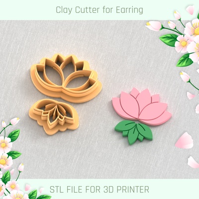 lotos leaf set spring clay cutter tools earring 3d print model - Mito3D