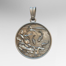 lotus fish jewelry pendant pendants 3d print model - Mito3D
