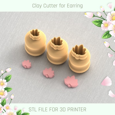 lotus flower mini cutter micro clay 3 sizes polymer tool jewellry stl cutters mirco 3d print model - Mito3D