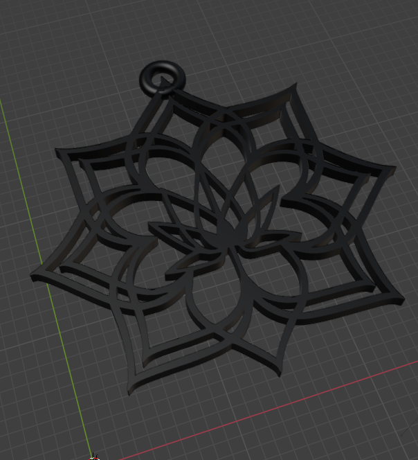 loto flor minimalista arete medalla colgante pendiente 3D print model - Mito3D