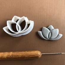 lotus no 2 combined stamp cutter polymer clay cookie set 3d print model - Mito3D