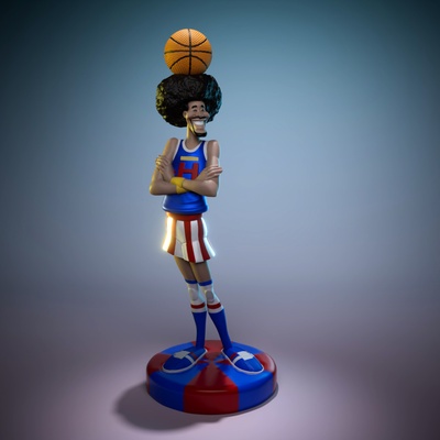 lou harlem gobbletroters arte harlem pallacanestro giocatore palla hanna barbera classico cartone animato sport miniature figurine 3d print model - Mito3D