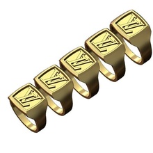 Luis Vuitton geométrico sello anillo 3d impresión modelo joyería joya imprimible Louisvuitton logo oro plata libra esterlina lujo signetring menring símbolo Moda hombres 3d print model - Mito3D