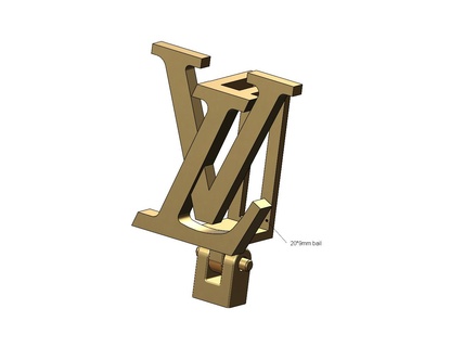 Louis Vuitton logo caution lien 3d impression modèle mode bling pendentif Collier charme bijoux imprimable or argent résultats boucle 3d print model - Mito3D