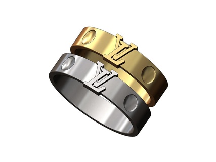 Louis Vuitton Logo Band 3d drucken Modell Schmuck druckbar Gold Silber Sterling Luxus Ring Menring Symbol Mode Zubehör Zeichen Ornament Replik Ringe 3d print model - Mito3D