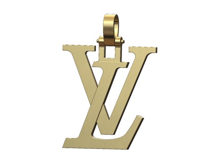 Louis Vuitton logo pendentif caution 3d impression modèle bijoux imprimable Collier bling lv 3d print model - Mito3D