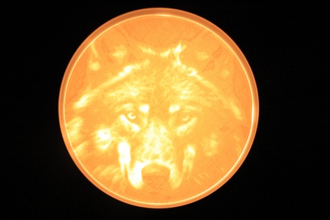 loup arte lupo decorazione lampada Immagine foto nero bianca proiezione luce disegno sollievo animale 3d print model - Mito3D