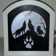 loups hurlants - lupi art 2dart 2d parete howling loup la pittura lupo 3d print model - Mito3D