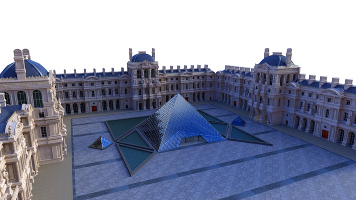 louvre museo francese francia europa edificio europeo 3d print model - Mito3D