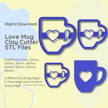 Liebe 2 Lehm Cutter stl Digital Datei download 8 Größen Versionen 3d print model - Mito3D