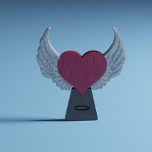 l'amour ange cœur cadeau ornement facile impression bois 3d print model - Mito3D