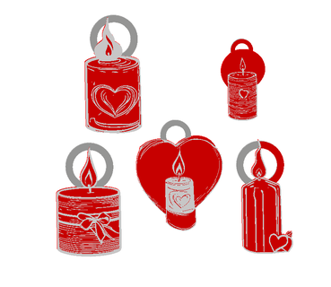 love candle keychain bundle set earrings necklace 3d print model - Mito3D