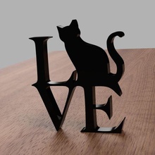 amore gatto decorazione tavolo regalo animale domestico nero 3d print model - Mito3D