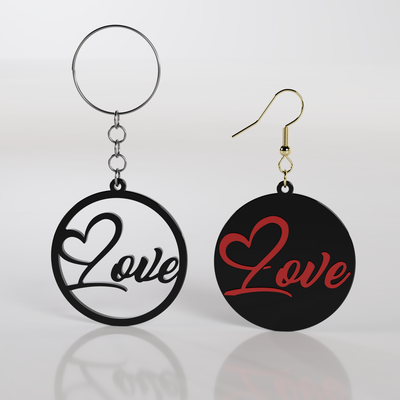 love earrings pendant keychain accessories cool earring fashion fusion 360 gift heart valentines day valentine valentinesday gifts 3d print model - Mito3D
