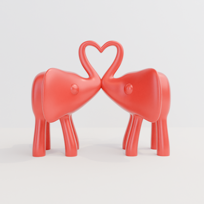 aşk filler ev sanat dekor hediye sevgili fil kolay destek 3d print model - Mito3D