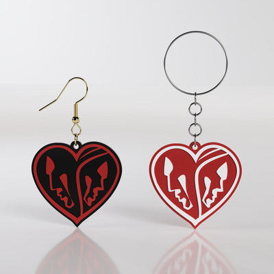 love faces earrings keychain cool earring face fashion fusion 360 gift heart valentines day valentine valentinesday gifts 3d print model - Mito3D