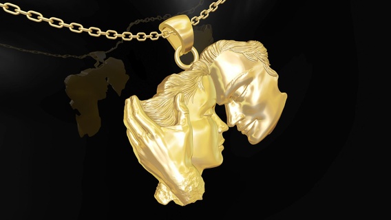 love gold pendant jewelry 3d print model Jewelry chain man luxury jewellery jewel biker skull skullring ringskull jewelri necklace sculpture decoration design art women 3d print model - Mito3D