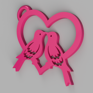 love heart birds keychain uzuniba valentine's day gift 3d print model - Mito3D