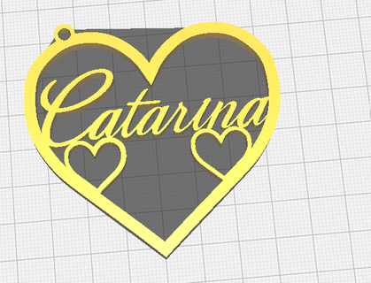 amar coração catarina chaveiro 3d print model - Mito3D