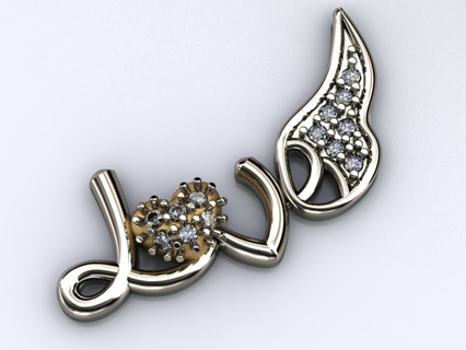 l'amour cœur pendentif 3dprinted conception mode or d'or bijou bijoux impression imprimable prototypage argent 3d print model - Mito3D