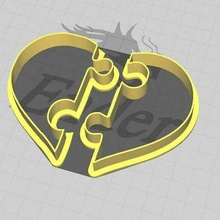 love heart puzzle cookie fondant cutter embosser 3d print model - Mito3D
