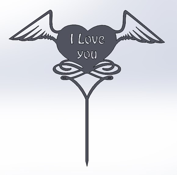 love heart wings cake topper Art you 3D print model - Mito3D