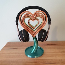 love hearts headphones stand ornament heart gift headphone headset holder easy pretty 3d print model - Mito3D